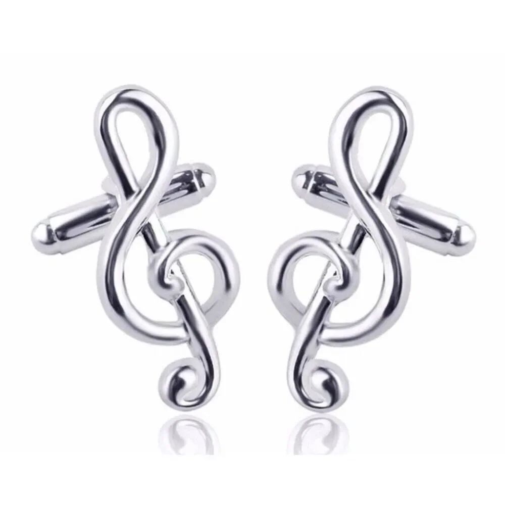 Brand New Mens Boutique Stainless Steel Music Treble Clef Cufflinks Cuff Links